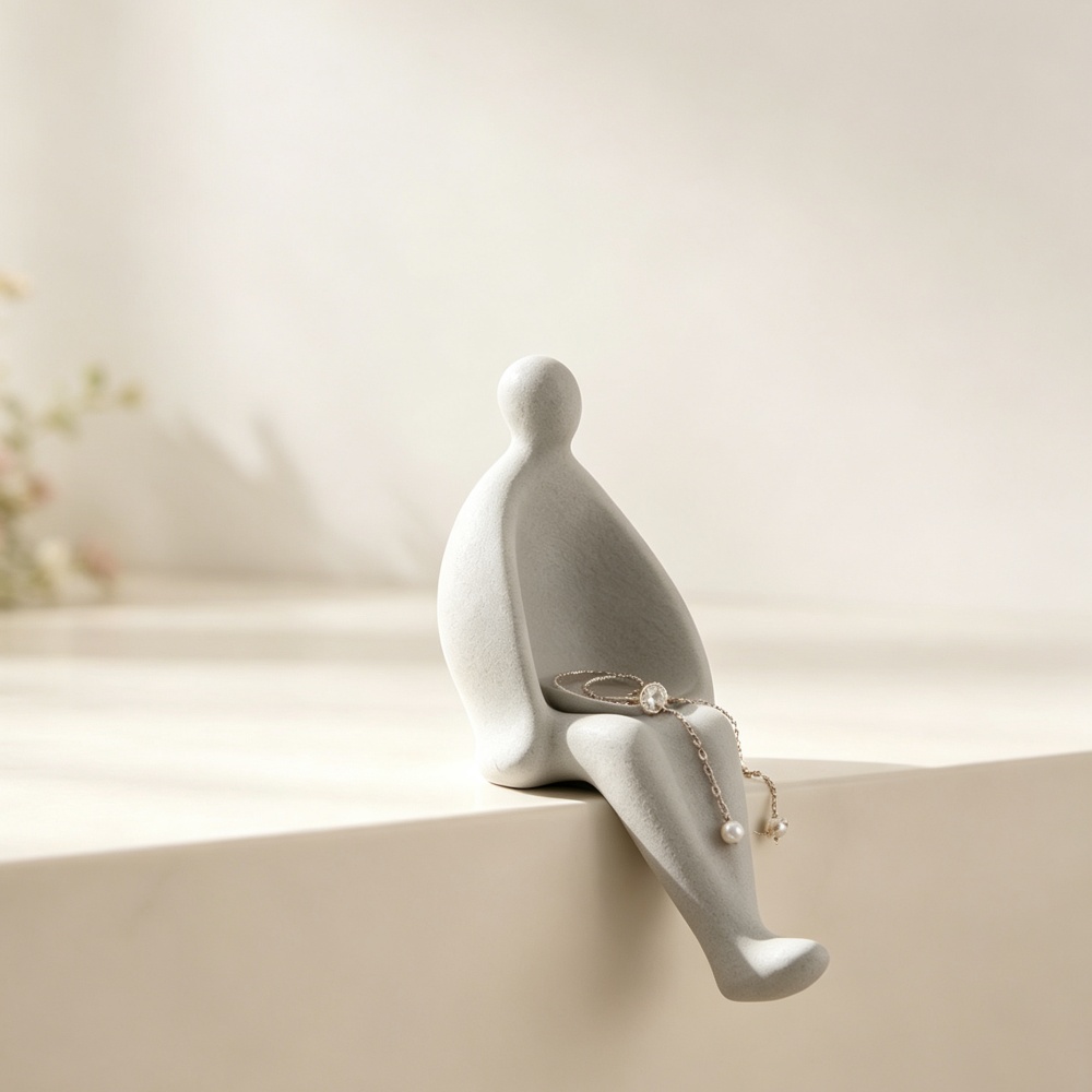 3D Printing Ring Holder - 3D Baskılı Gri Oturan Figür Takı