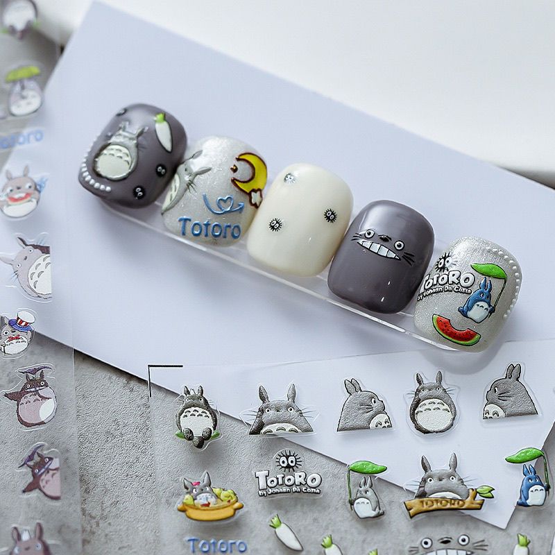3D Printing Nails - Komşum Totoro Sevimli 3D Kabartmalı Tırnak