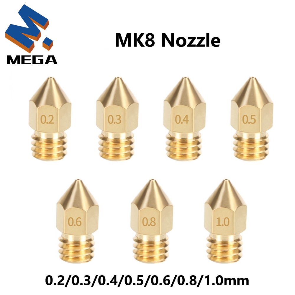3D Printer Nozzle Brass - MK8 Pirinç Meme 0.2/0.3/0.35/0.4/0.5/0.6/0.8/1.0mm Ekstruder Baskı