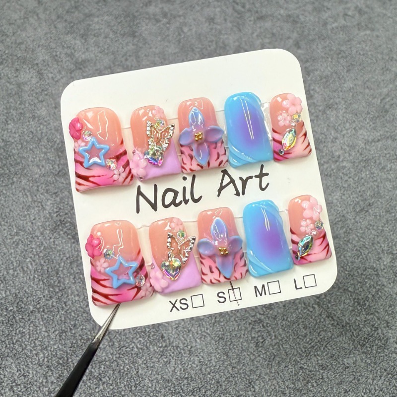 3D Printing Nails - 10 adet el yapımı takma tırnaklar