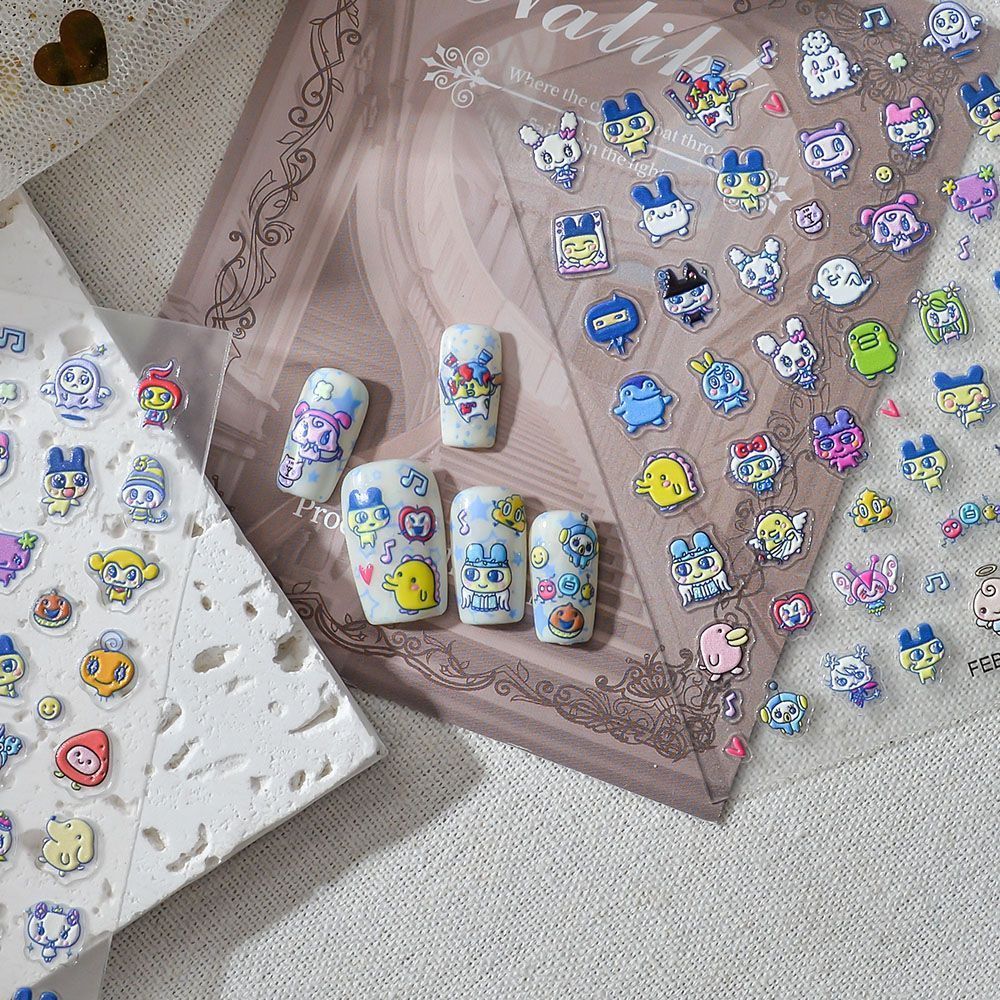 3D Printing Nails - Tamagotchi Çizgi Film 3D Kabartmalı Rölyef