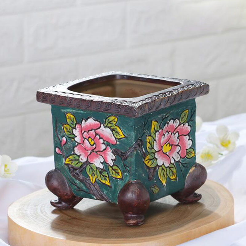 3D Printing Pot - Kore Tarzı Handpainted Çiçek Desenli Seramik