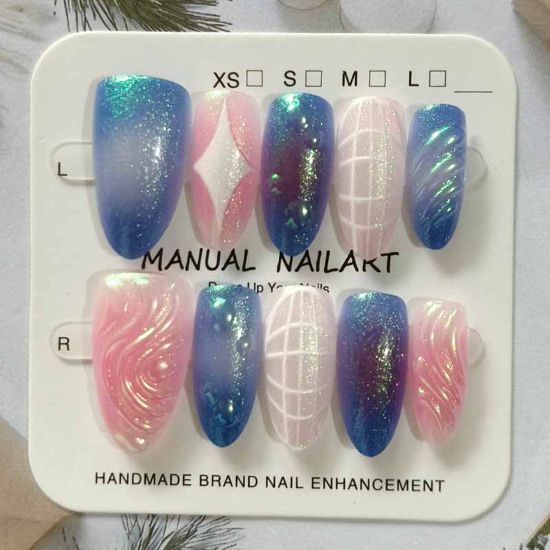 3D Printing Nails - 10 adet Köpüklü Kedi Gözü Giyen