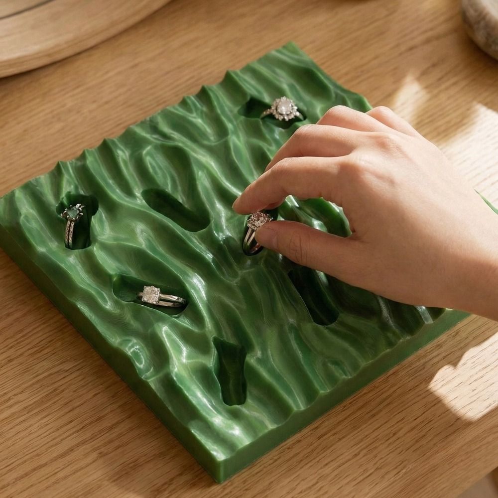 3D Printing Ring Holder - Minimalist Deniz Dalgası Halka Sergileme Tabağı