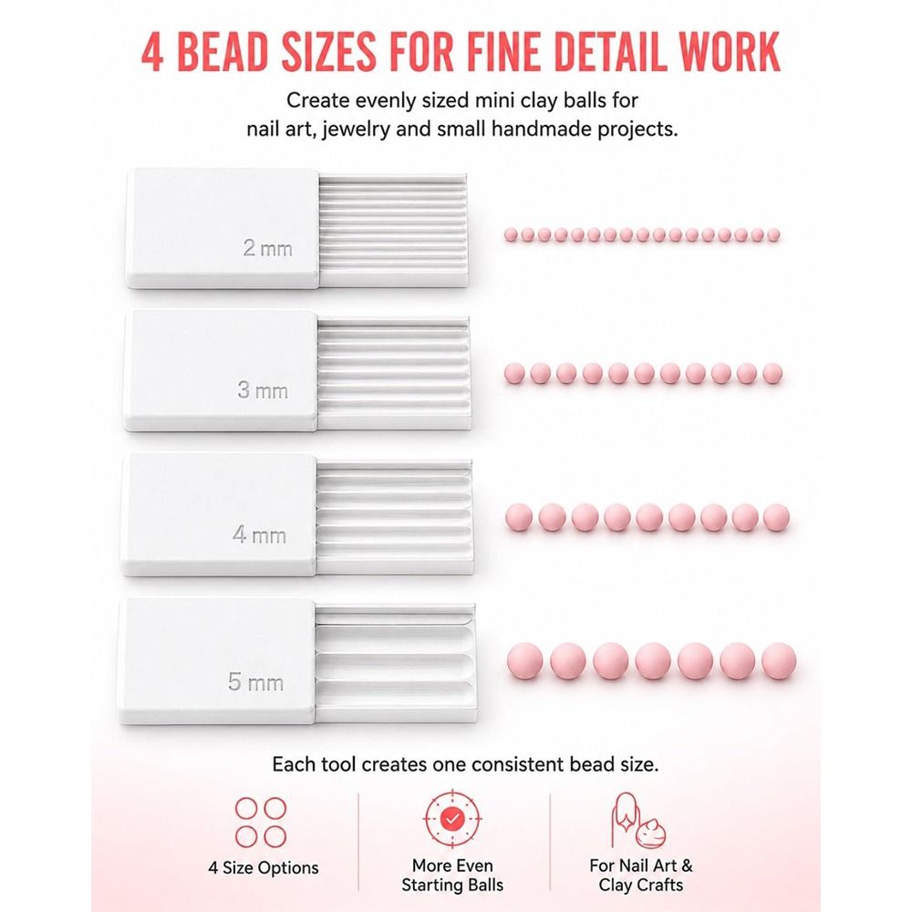 3D Printing Nails - 4 Adet Hassas Yivli Kil Boncuk