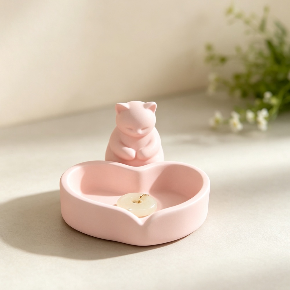 3D Baskılı Pembe Kedi Kalp Tep - 3D Printing Ring Holder incelemesi ve fiyatı