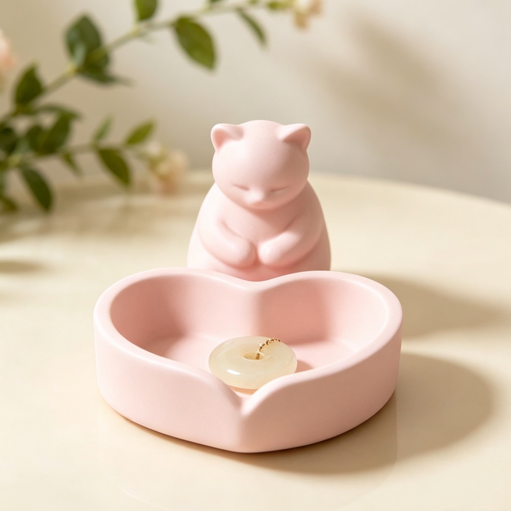 3D Baskılı Pembe Kedi Kalp Tep - 3D Printing Ring Holder incelemesi ve fiyatı