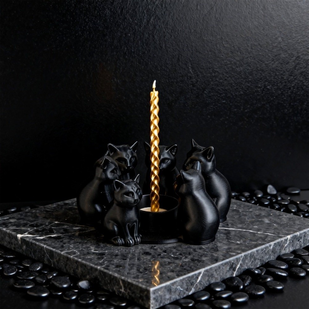 Yaratıcı Karikatür Kedi Mumluk - 3D Printing Ring Holder incelemesi ve fiyatı
