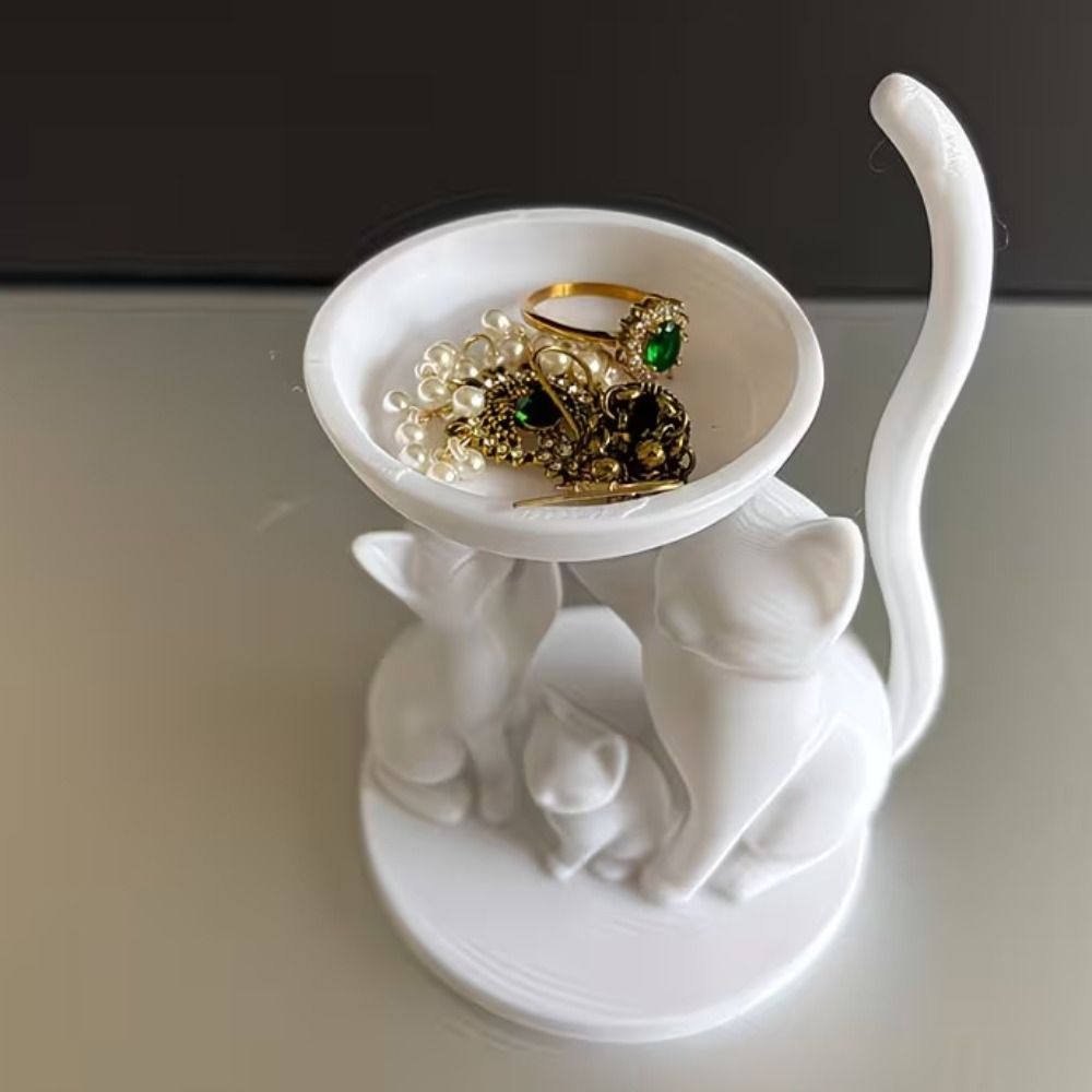 Çizgi Film Kedi Takı Tepsisi 3 - 3D Printing Ring Holder incelemesi ve fiyatı